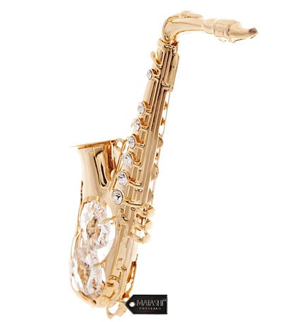 Gold Plated Crystal Saxophone Ornament